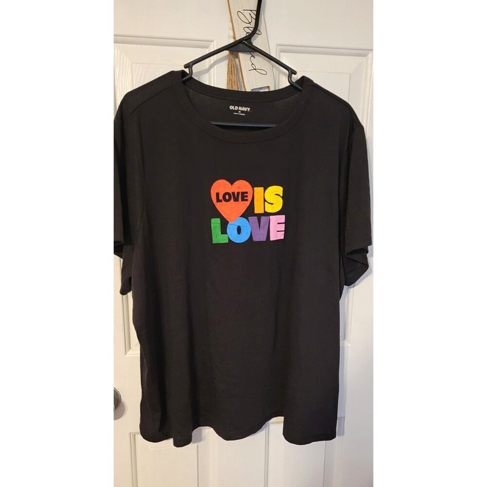 Old Navy Black Graphic T-Shirt Womens Plus Sz 3X Short Sleeve Love Is Love NWOT